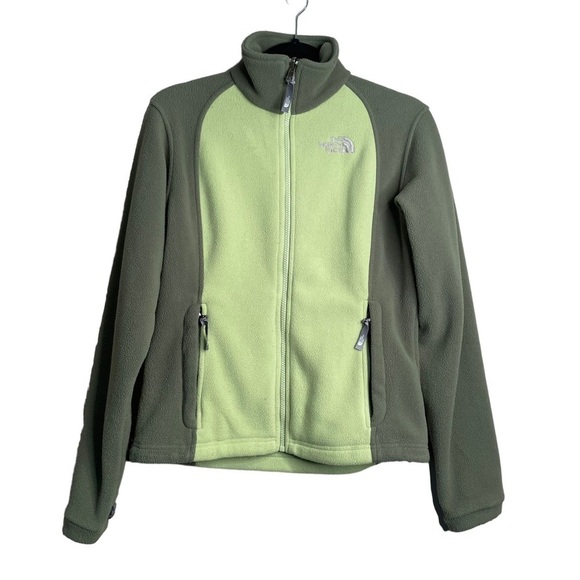 The North Face Fleece Two-Toned Green Full Zip Jacket Women's Size Small Regular - Picture 1 of 12